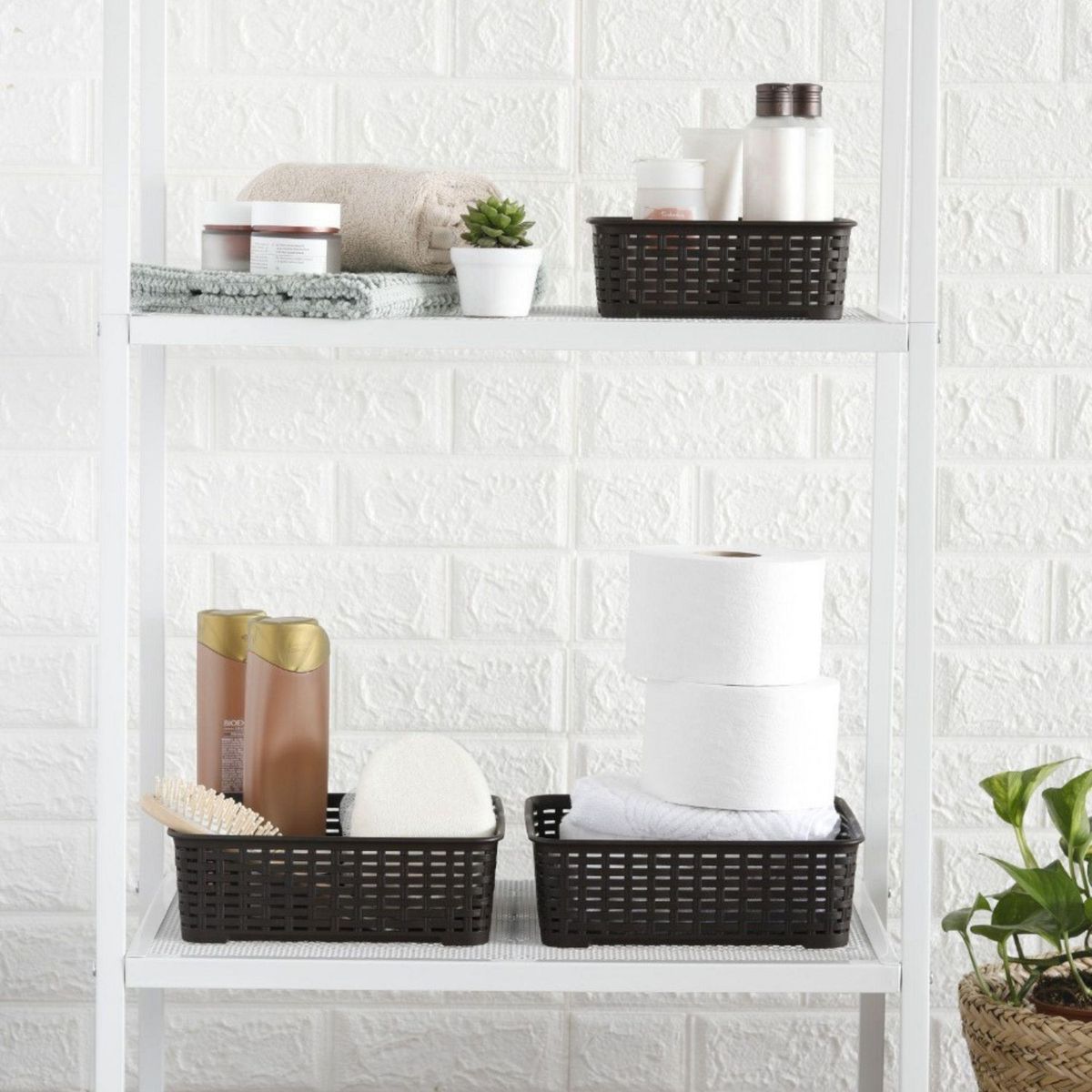 REYPLAST - Set x3 Canastillas Organizadoras Tavarua Marrón