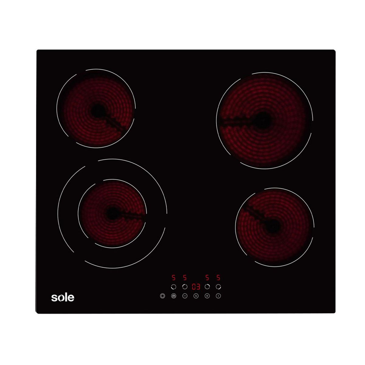 SOLE - Encimera Empotrable Eléctrico 4 Hornillas Sole 3120SOLCO071 Negro