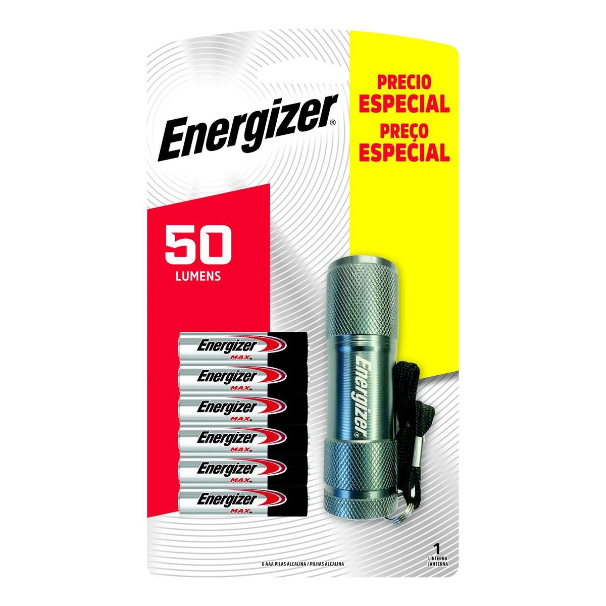 ENERGIZER - Linterna Energizer Metal Light 50LM + 6 Pilas AAA