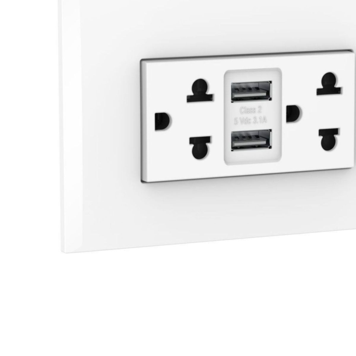 BTICINO - Tomacorriente Bticino Doble con tierra + 2 USB Blanco