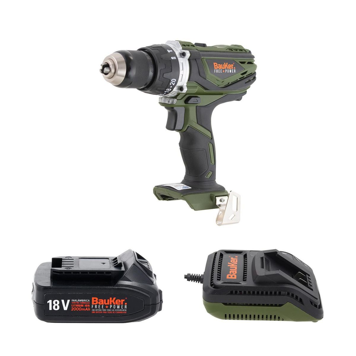 BAUKER - Taladro Percutor Inalámbrico Bauker 1/2" 18V Free Power