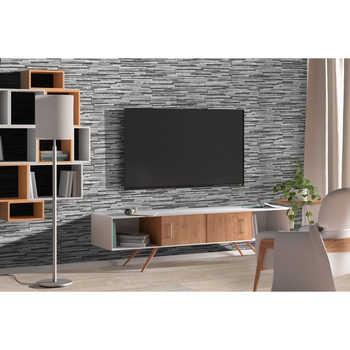 SAN LORENZO - Cerámica Fachaleta Grava Gris 30x60cm 1.25m2 para muro