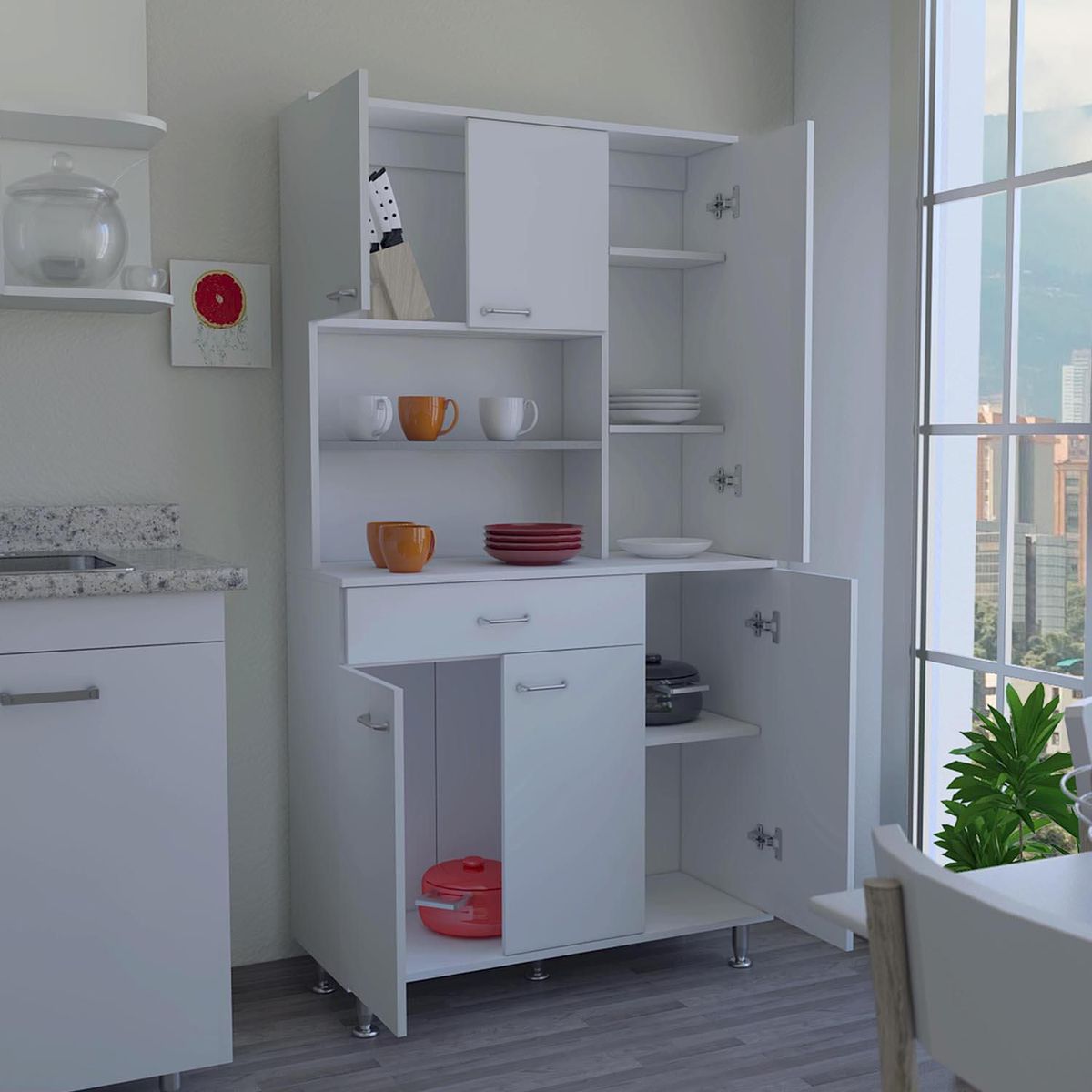 TUHOME - Puertas Vidrio Reflex para Mueble de Cocina Modular 120cm ancho