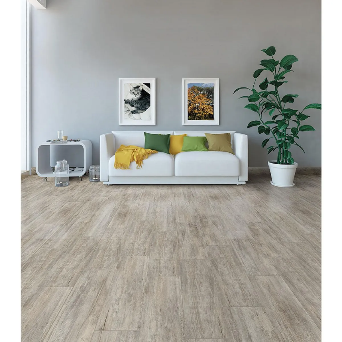 SAN LORENZO - Cerámica Parketon Olympia Sand Gris 20x61cm 1.61m2 para piso
