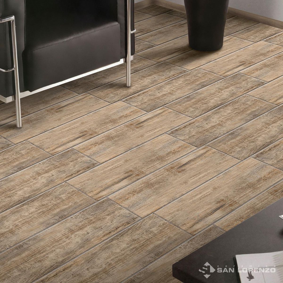 SAN LORENZO - Cerámica Parketon Olympia Natural Anti slip Marrón 20x61cm para piso