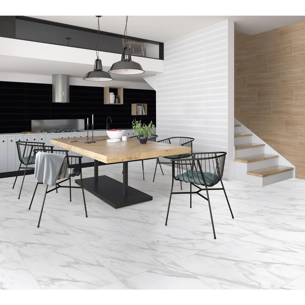 SAN LORENZO - Cerámica Blanco 45x45 Marmoladas Mate 2.08 m2