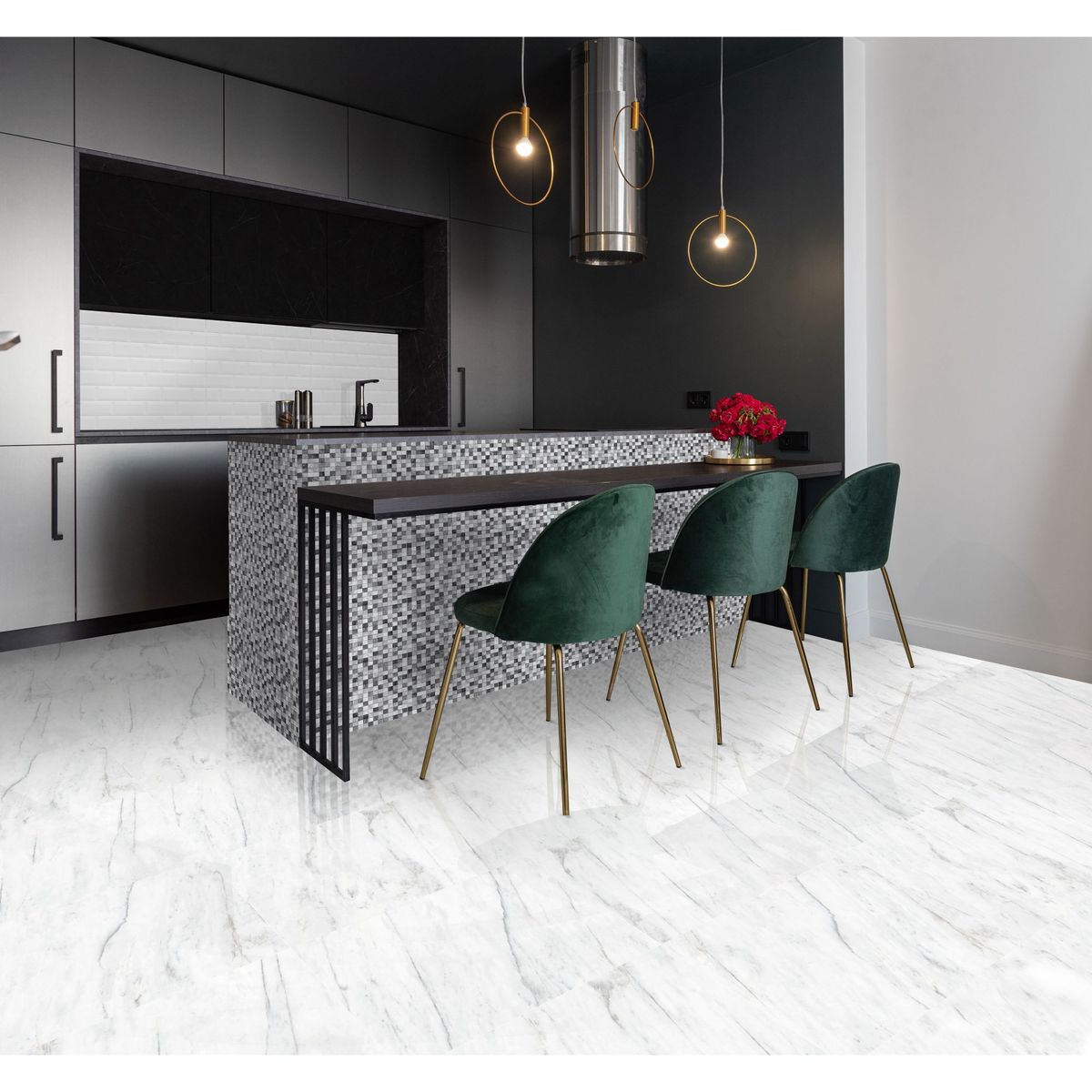 SAN LORENZO - Cerámica rectificada Gris 60x60 Marmoladas Brillante 1.44 m2