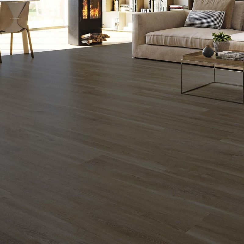 DECOKASA - Piso PvC Autoadhesivo Cenizo Marrón 1.6mm 91.4x15.2cm 5m2