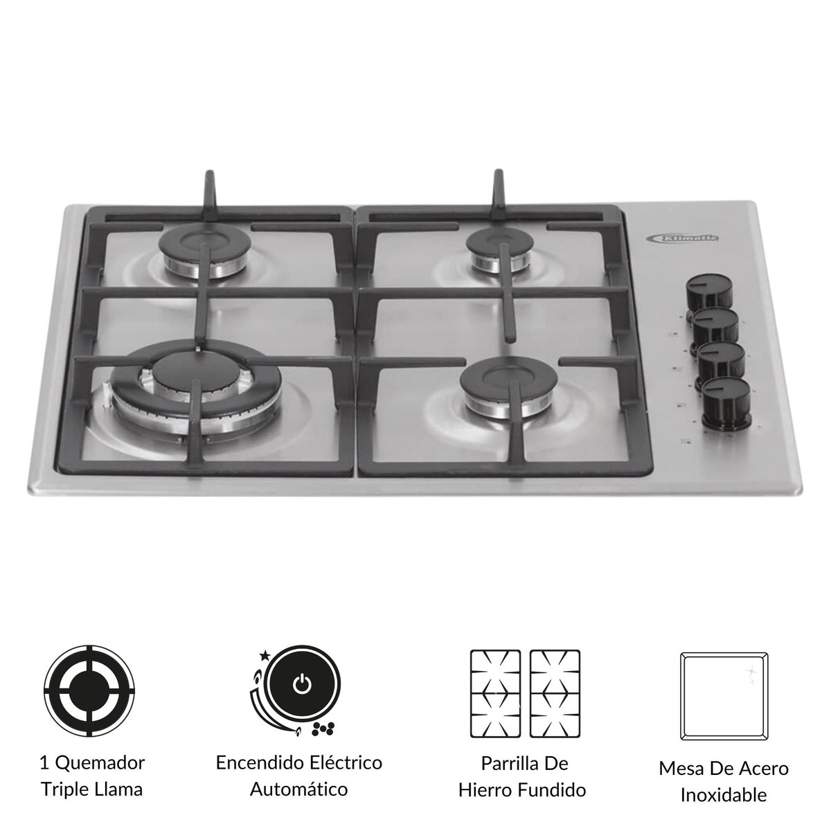 KLIMATIC - Cocina empotrable Gas Klimatic CEKT600-PRO X4 Quemadores