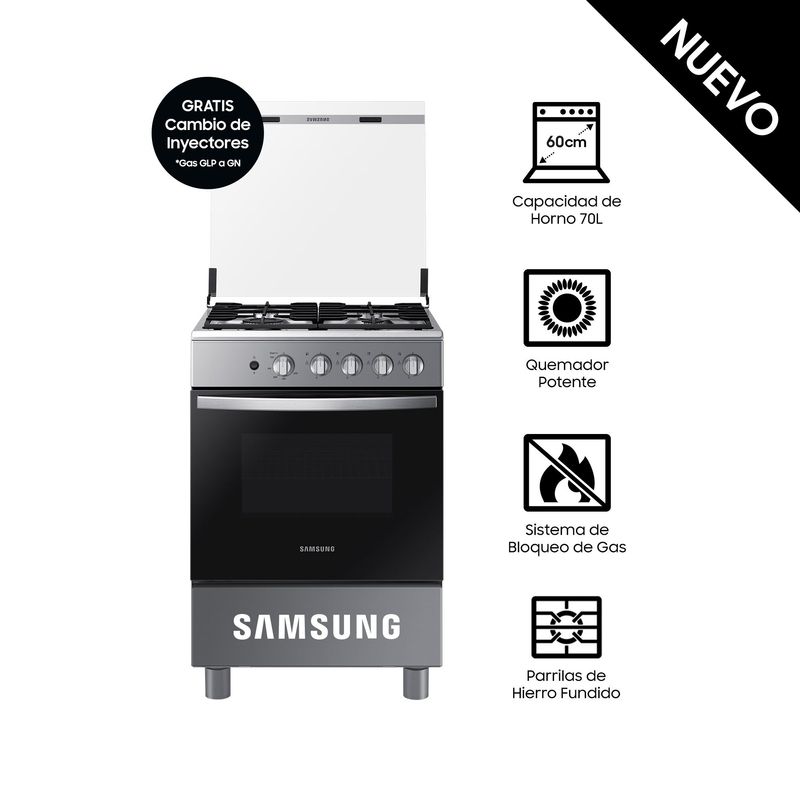 SAMSUNG - Cocina Samsung a Gas 4 Hornillas NX24BG45411V Silver