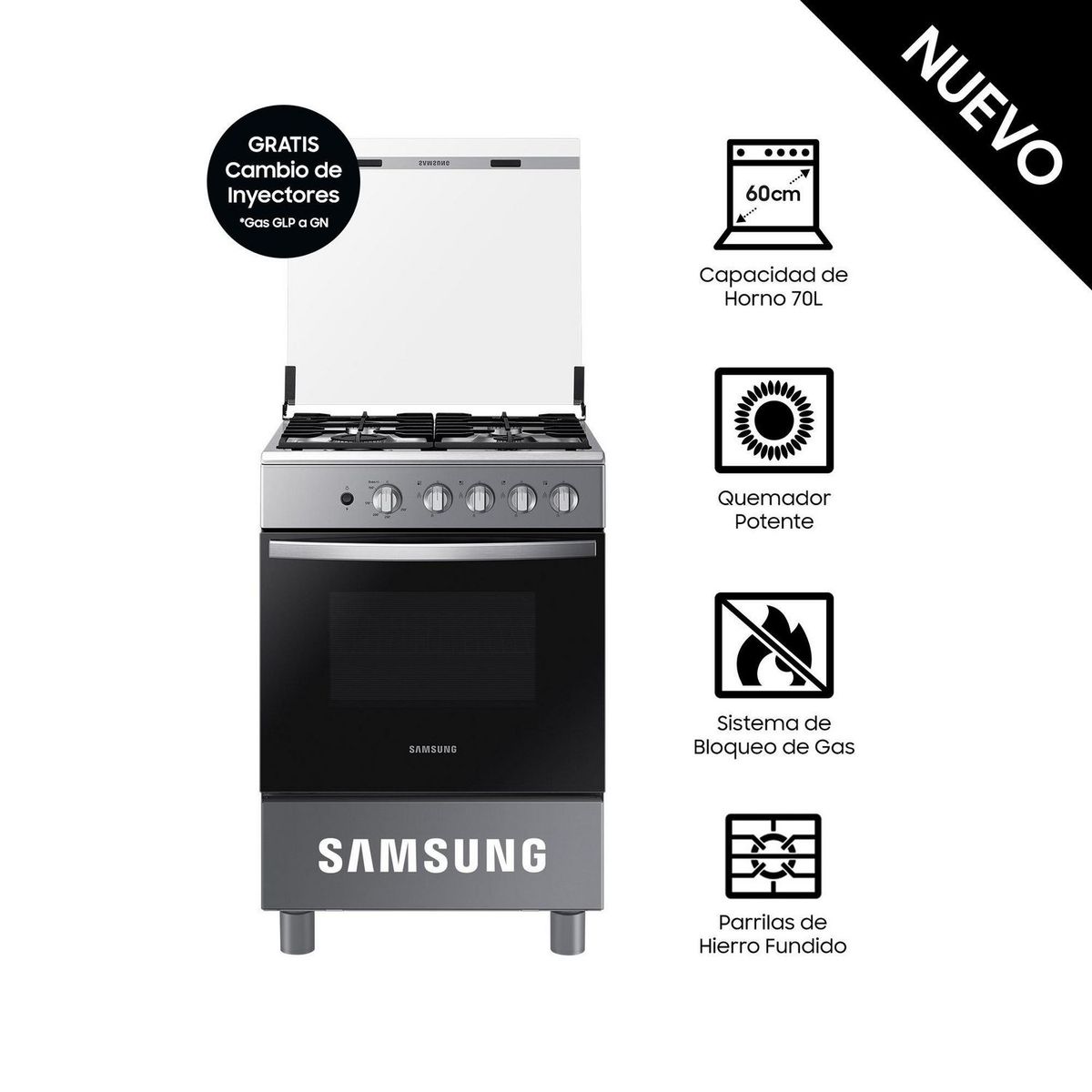 SAMSUNG - Cocina Samsung a Gas 4 Hornillas NX24BG57413S Gris
