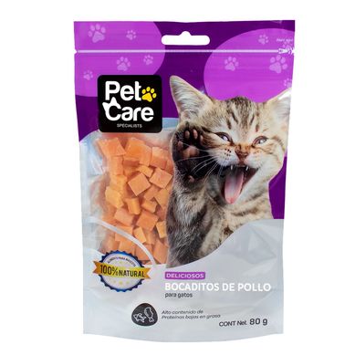 Pet Care  Snack para Gatos Bocaditos de Pollo 80gr