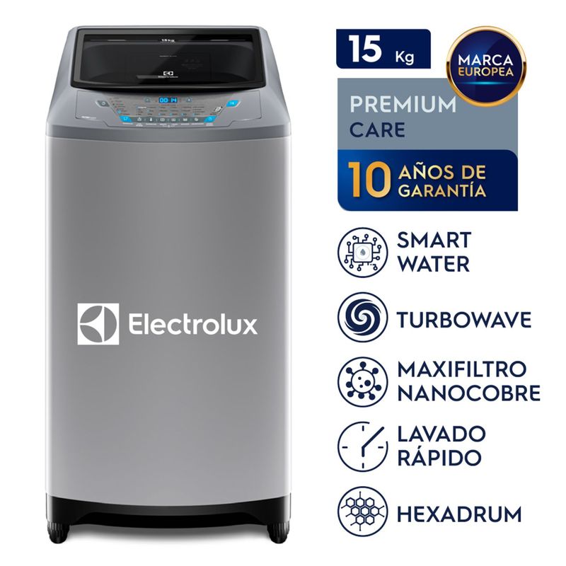 ELECTROLUX - Lavadora Electrolux 15 kg Gris Carga Superior EWIX15F2ESG