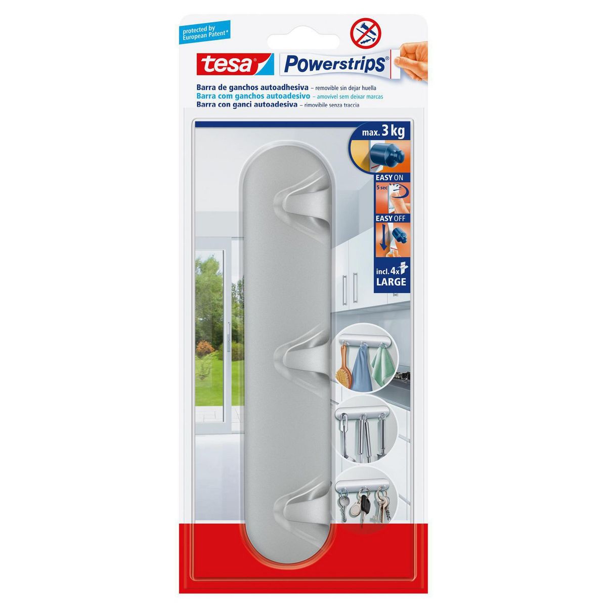 TESA - Gancho Adhesivo Perche Cromado