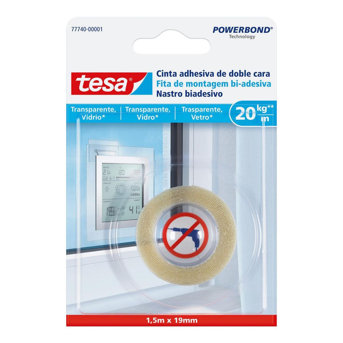 TESA - Cinta Doble Contacto Tesa Transparente 1.5 m x 19 mm