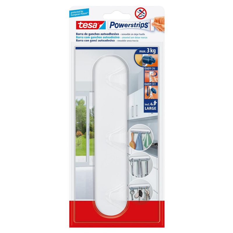 TESA - Gancho Adhesivo Perchero Blanc