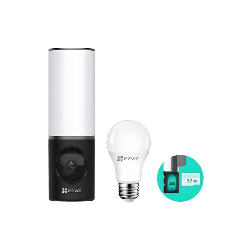 EZVIZ - Cámara de Seguridad Ezviz Wifi Lc3 IluminaciÃ³n 4Mp Incluye Sd 32Gb + Foco Lb1 Regalo
