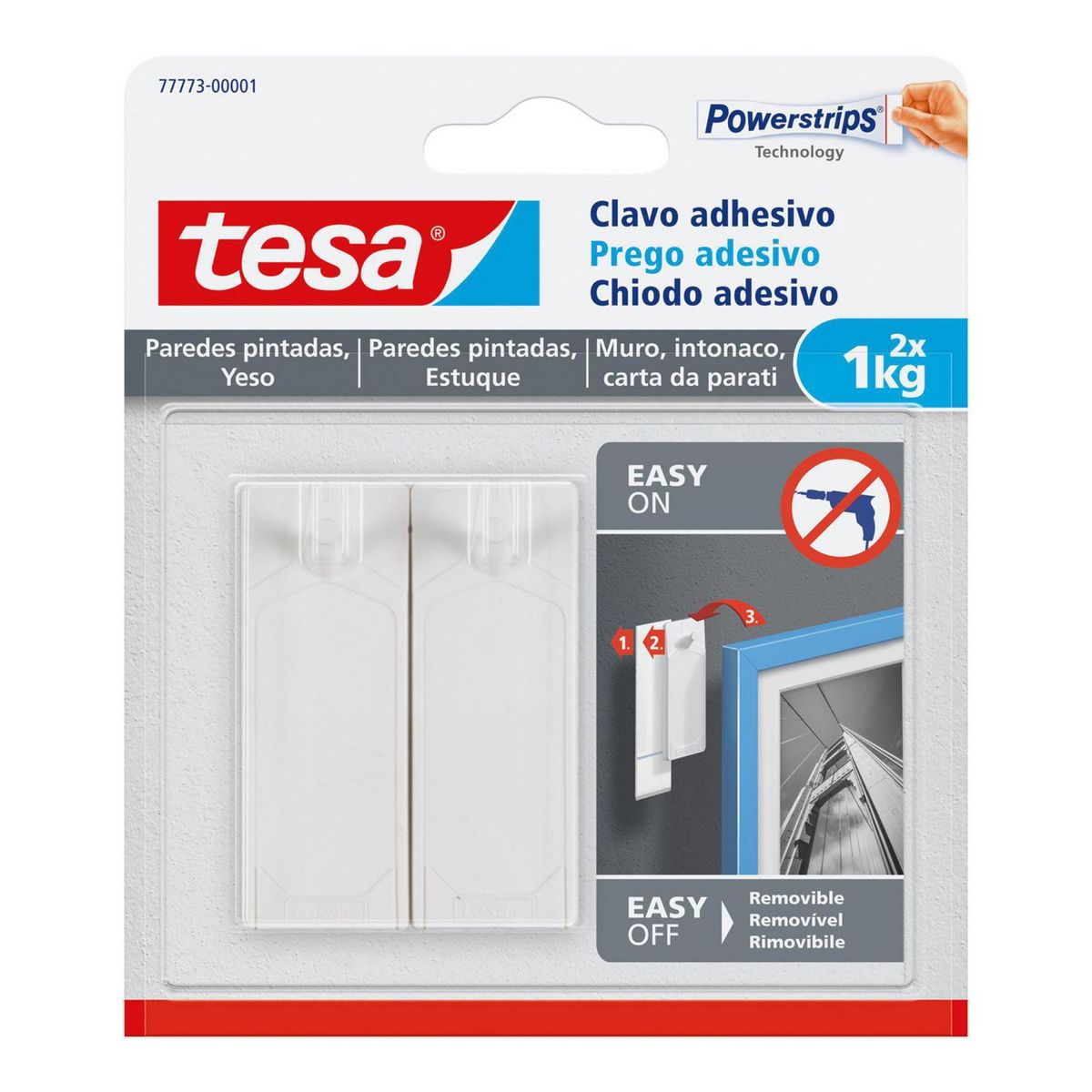 TESA - Clavo Adhesivo Pared Pintada 1 kg. x 2 unid.