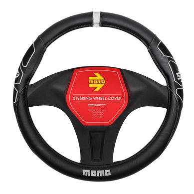 Funda Cubre Volante Para Auto Momo Negro y Blanco 38 cm