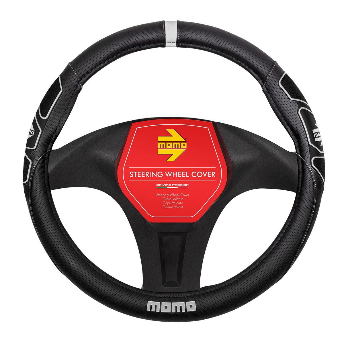 MOMO - Funda Cubre Volante Para Auto Momo Negro y Blanco 38 cm