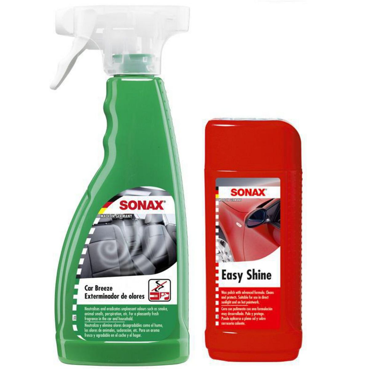 SONAX - Kit de Limpieza para Auto Cera + Exterminador de Olores