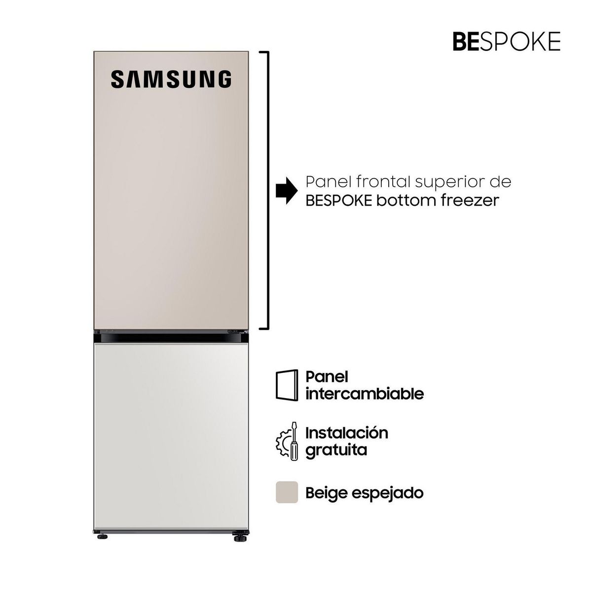 SAMSUNG - Panel Frontal Superior Samsung para Refrigeradora Bespoke Bottom Freezer RA-B23DUU39GG Beige