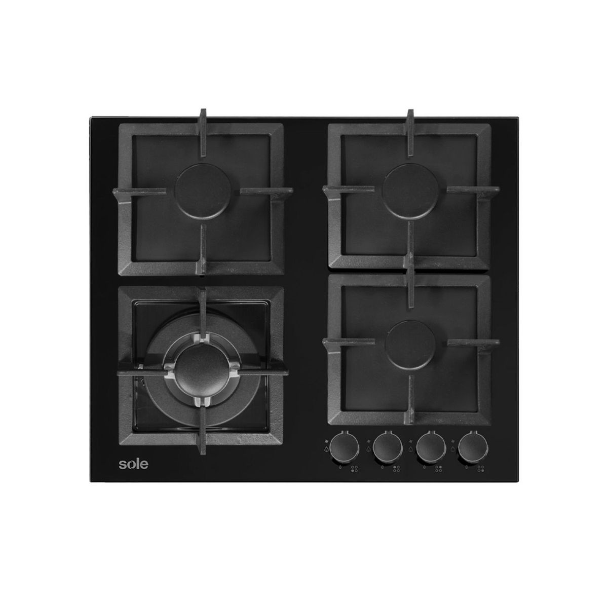 SOLE - Encimera Empotrable A Gas 4 Hornillas Sole 3120SOLCO070 Negro