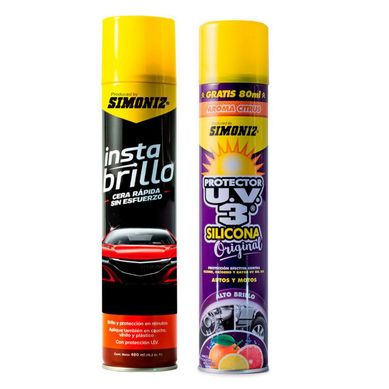 Kit de Limpieza para Auto Simoniz Silicona Aroma Citrus UV3 300 ml + Insta Brillo