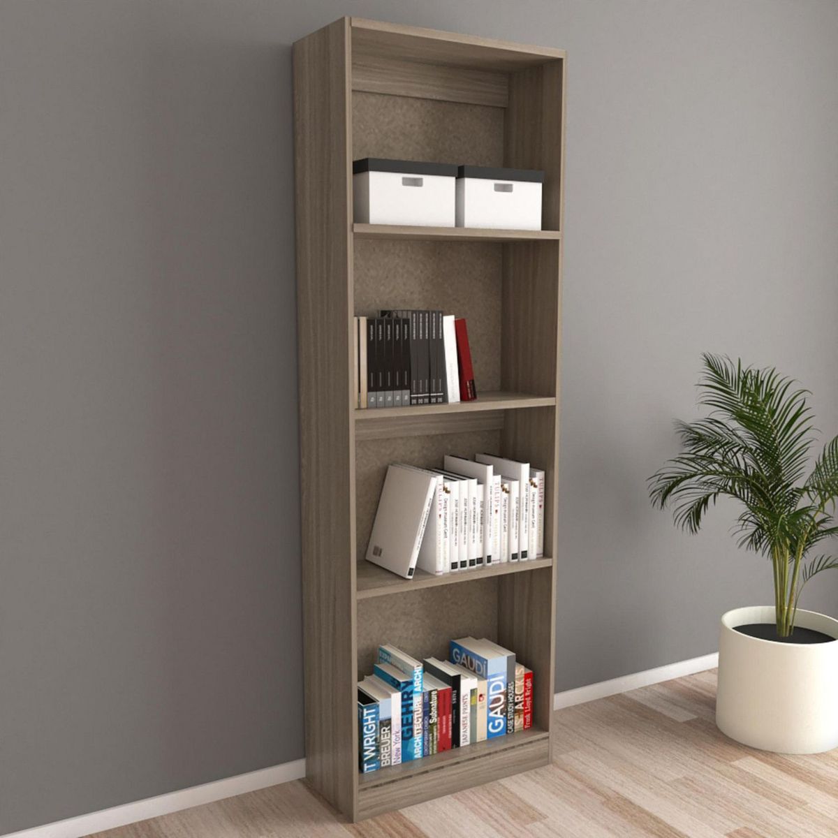 PISOPAK - Estante librero melamina 4 niveles Olivo