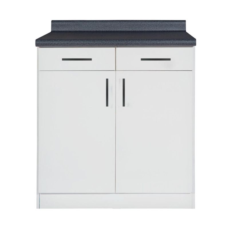 PISOPAK - Mueble de Cocina Módulo Bajo Dos Cajones Dos Puertas Blanco 80cm