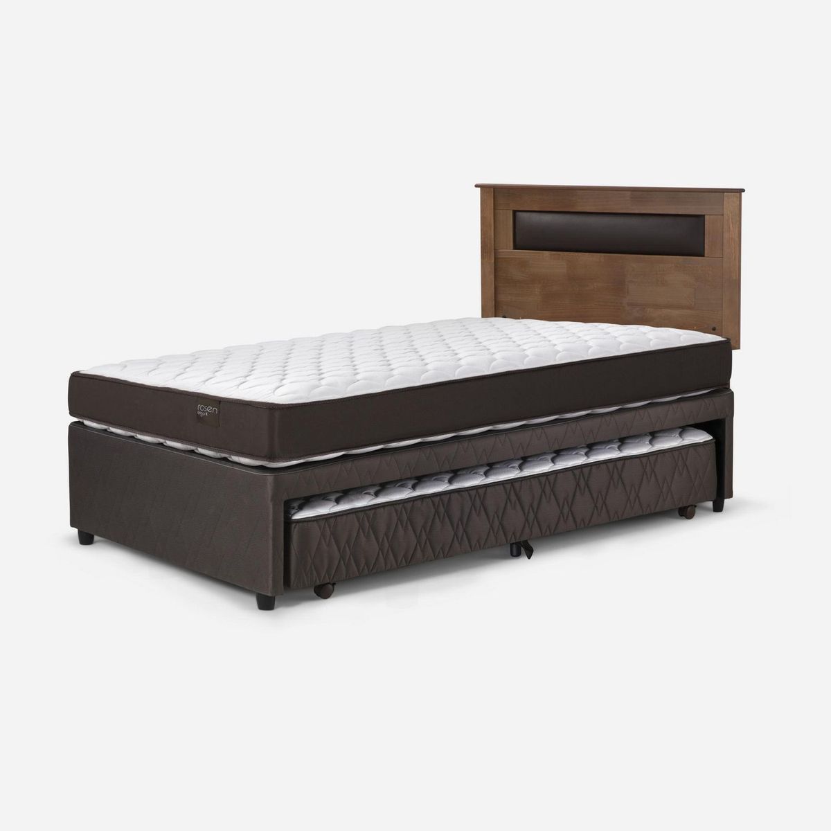 ROSEN - Cama Diván Ergo T New Rosen 1.5 Plazas + Colchón + Respaldo Ferrara