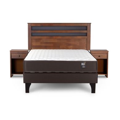 Set Cama Ergo T New Rosen 2 Plazas + Colchn + Respaldo Castelo + Veladores