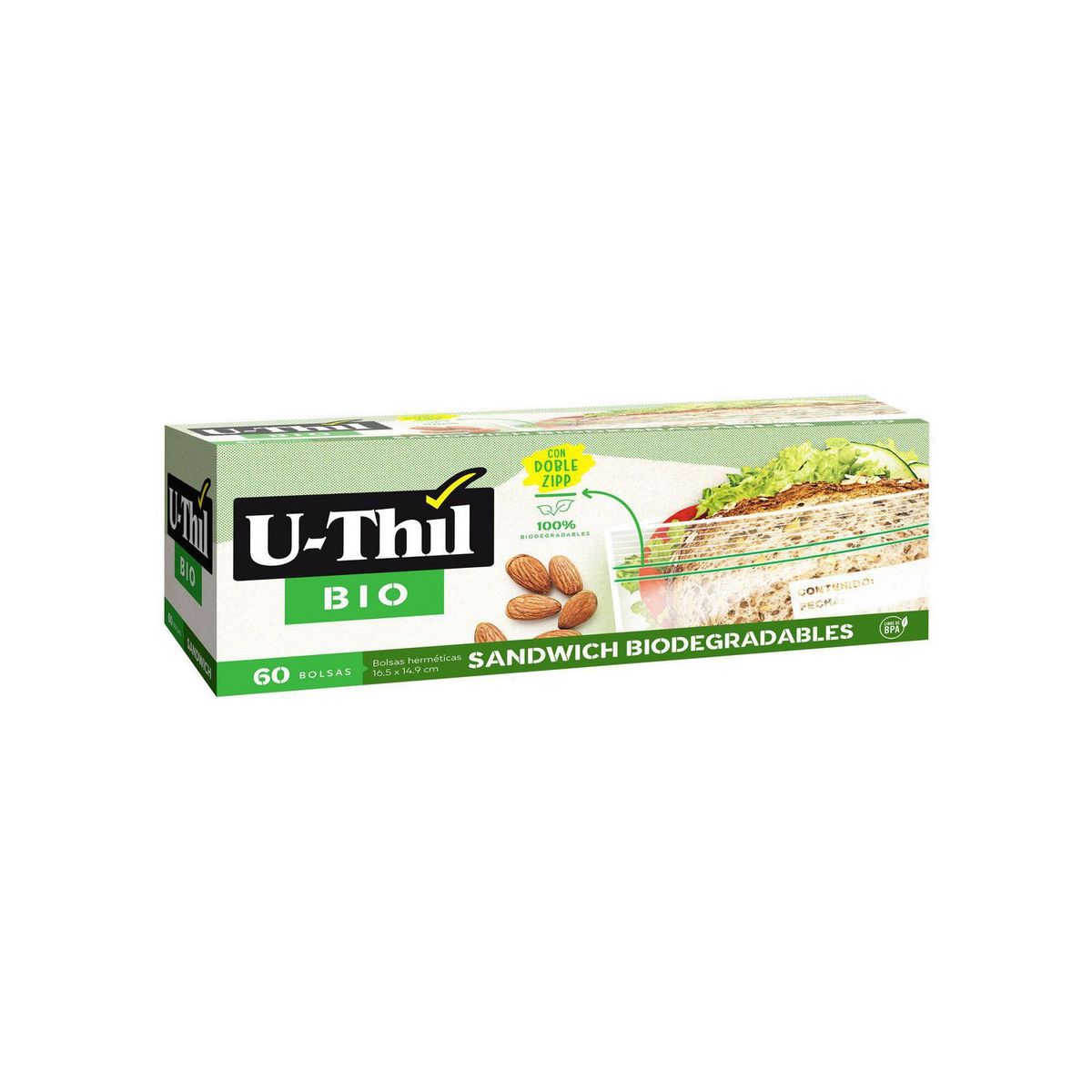 U THIL - U-Thil Bolsa Zip Chica Biodegradable 60 Unidades