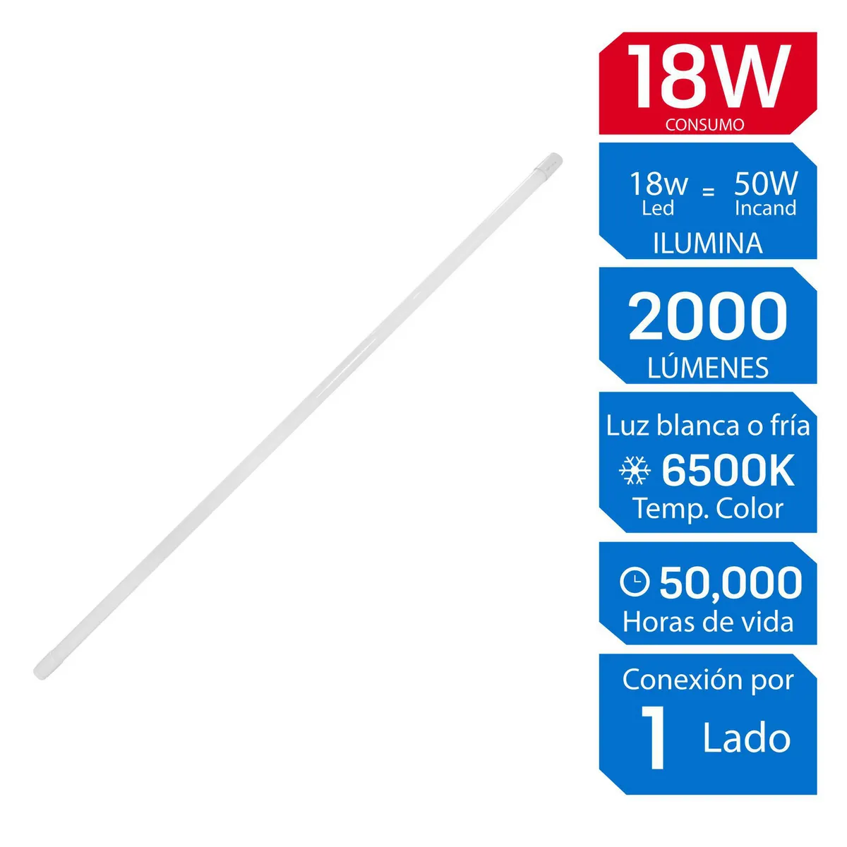 ILUMA - Tubo Fluorescente LED 18W Luz Ultra Blanca