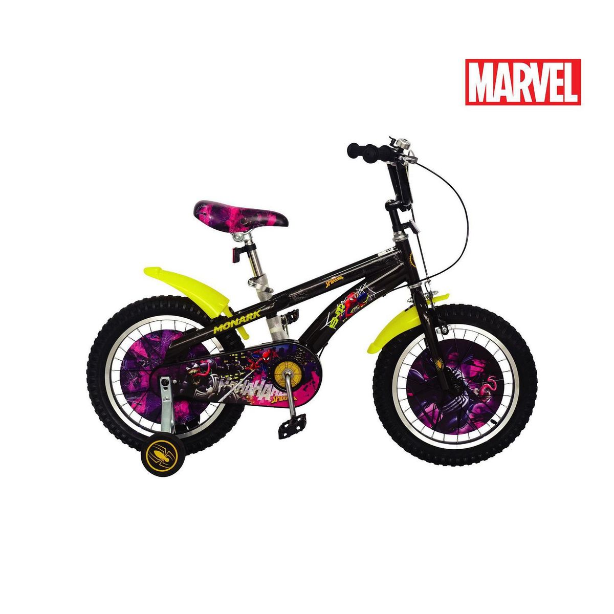 MONARK - Bicicleta Monark Spiderman Dark Aro 16" Negro Amarillo