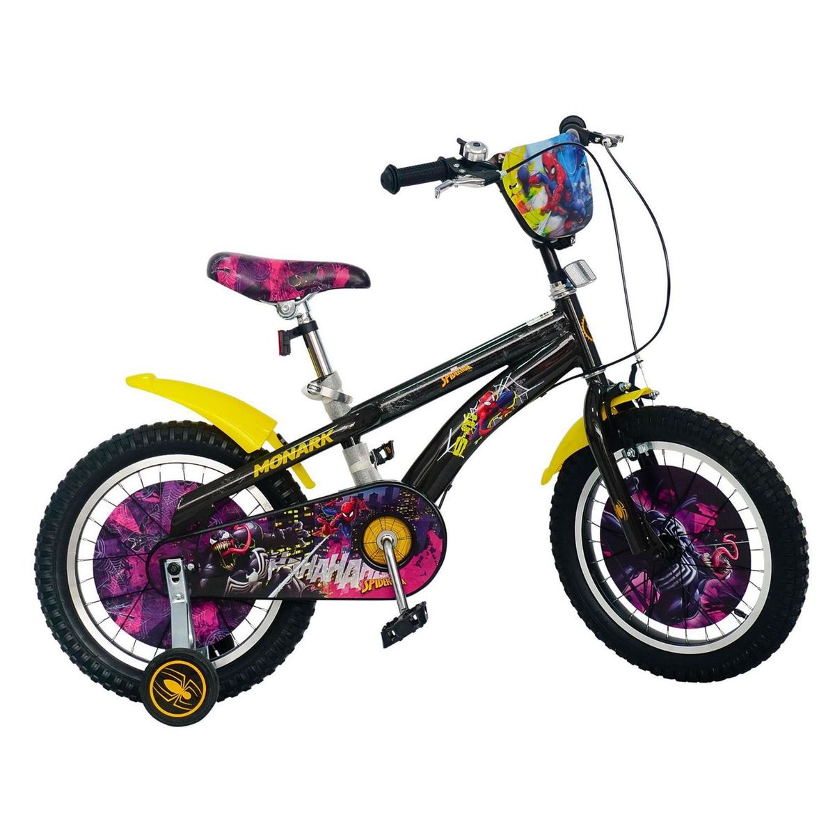 MONARK - Bicicleta Monark Spiderman Dark Aro 16" Negro Amarillo