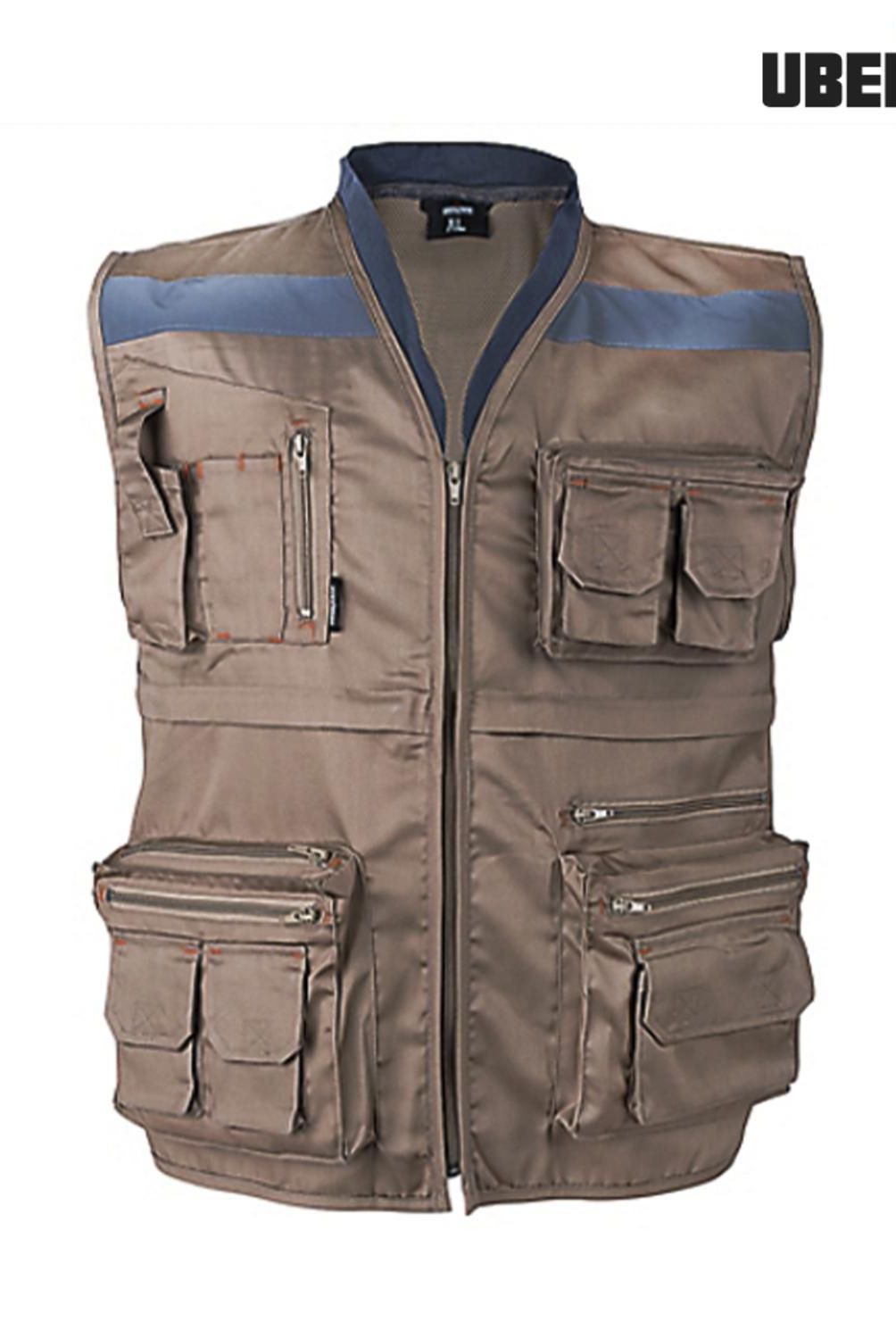UBERMANN - Chaleco Reflectivo Geólogo para Hombre Café Talla L