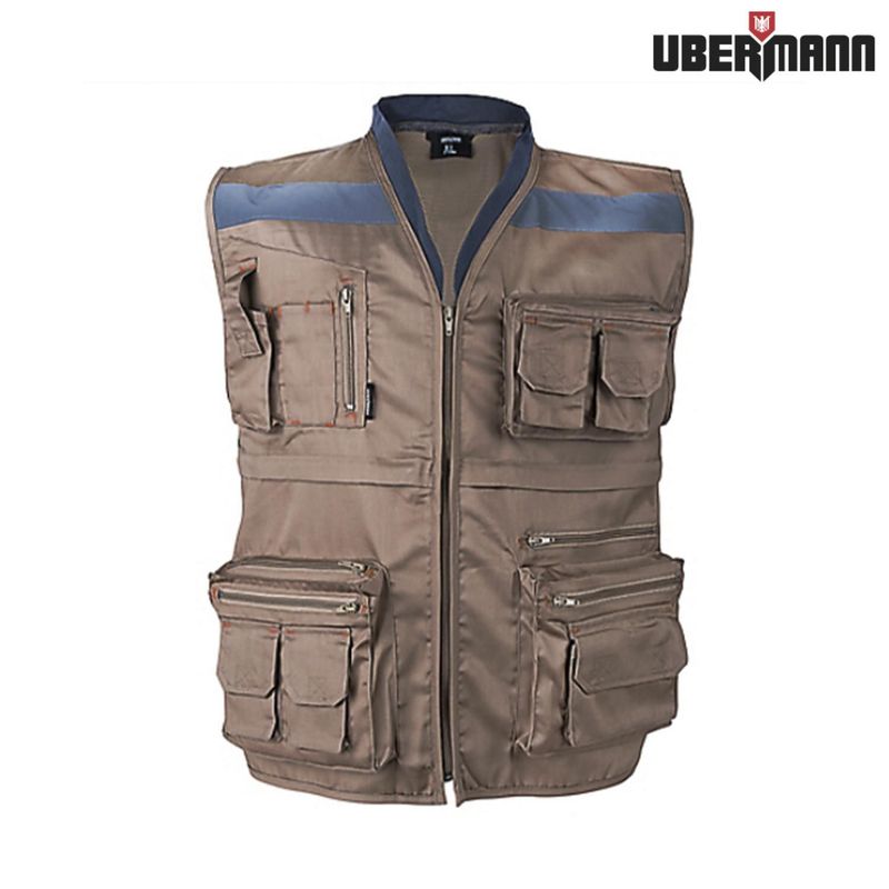 UBERMANN - Chaleco Reflectivo Geólogo para Hombre Café Talla L