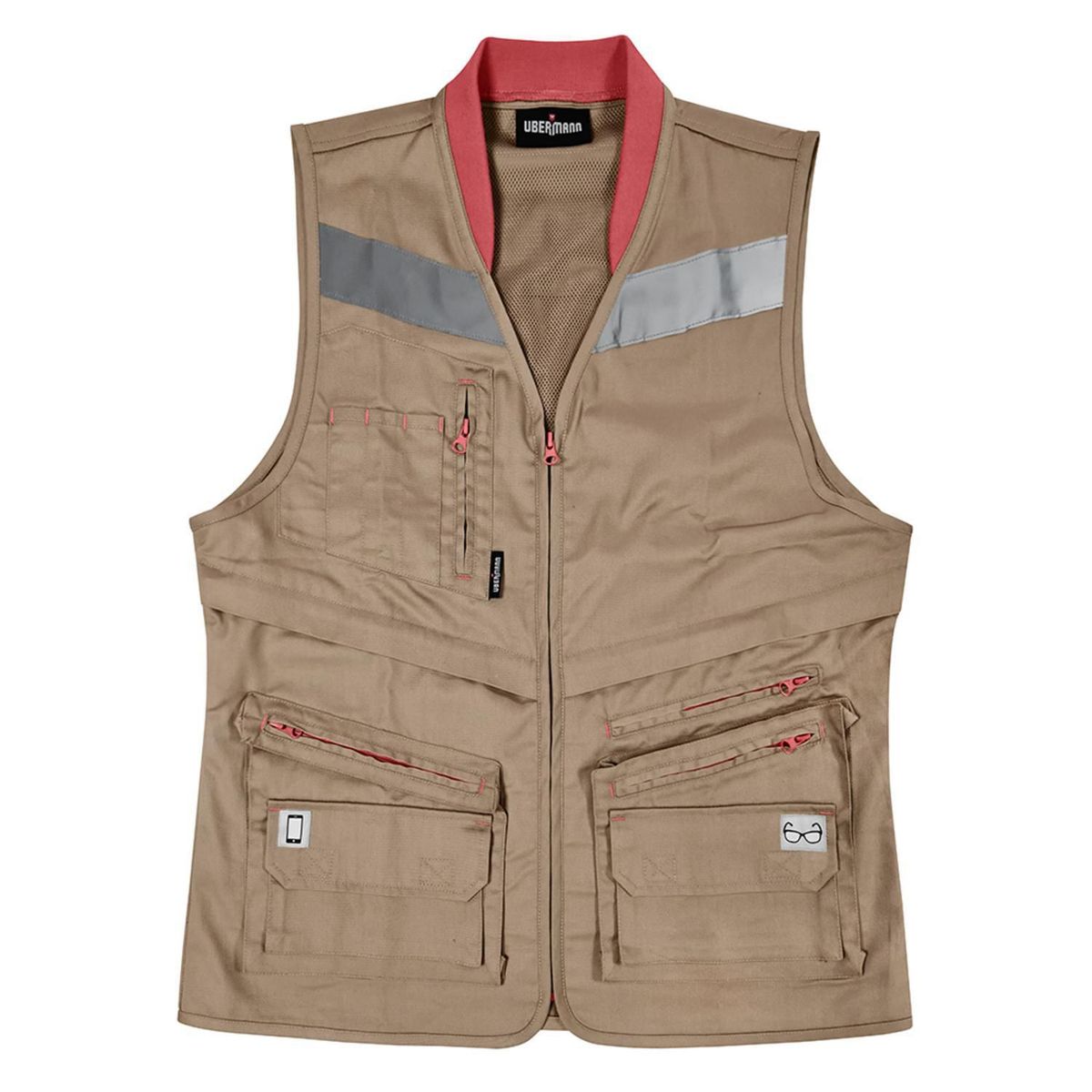UBERMANN - Chaleco Reflectivo Geólogo para Mujer Café Tall XL