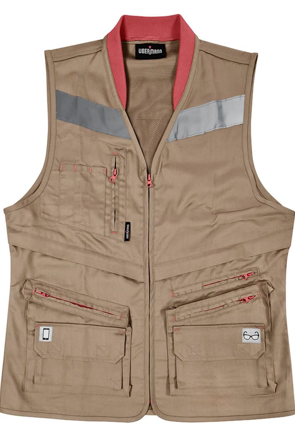 UBERMANN - Chaleco Reflectivo Geólogo para Mujer Café Tall XL