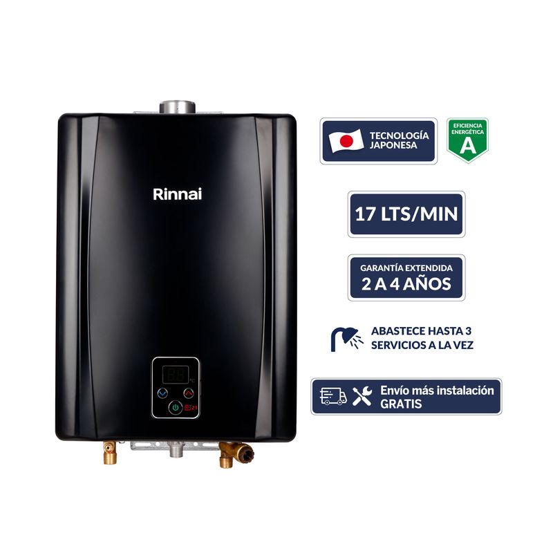 RINNAI - Terma a Gas Rinnai Digital GN 17 litros Tiro Forzado