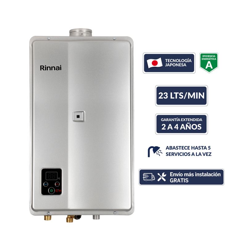 RINNAI - Terma a Gas Rinnai Digital GLP 23 litros Tiro Forzado
