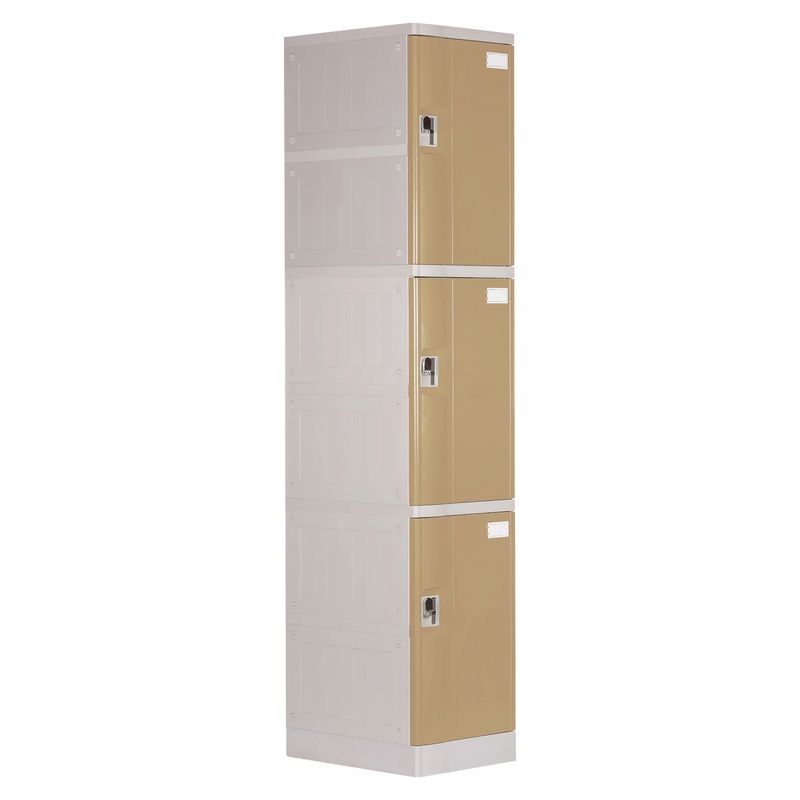 MALETEK - Locker Plástico 3 Casilleros Portacandado Beige