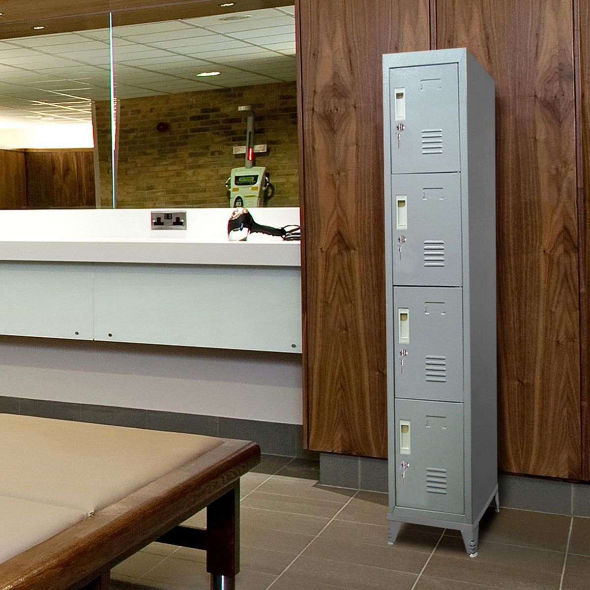 MALETEK - Locker Metálico 4 Casilleros con Llave