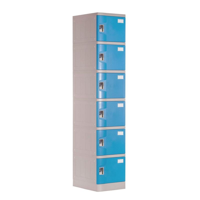 MALETEK - Locker Plástico 6 Casilleros Portacandado Celeste