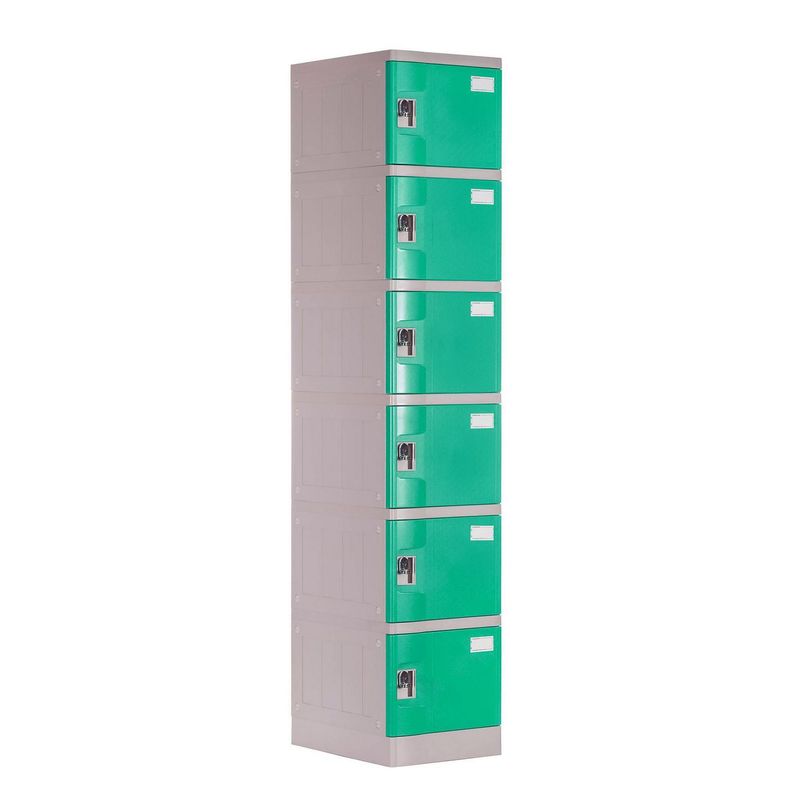 MALETEK - Locker Plástico 6 Casilleros Portacandado Verde