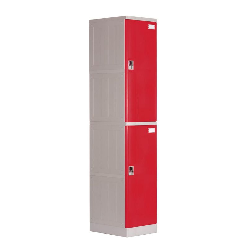 MALETEK - Locker Plástico 2 Casilleros Portacandado Rojo
