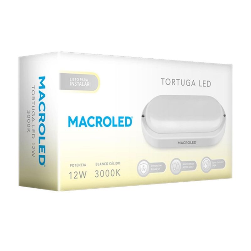  - Tortuga Ovalada Marco Blanco 12W AC100 Blanco Cálido