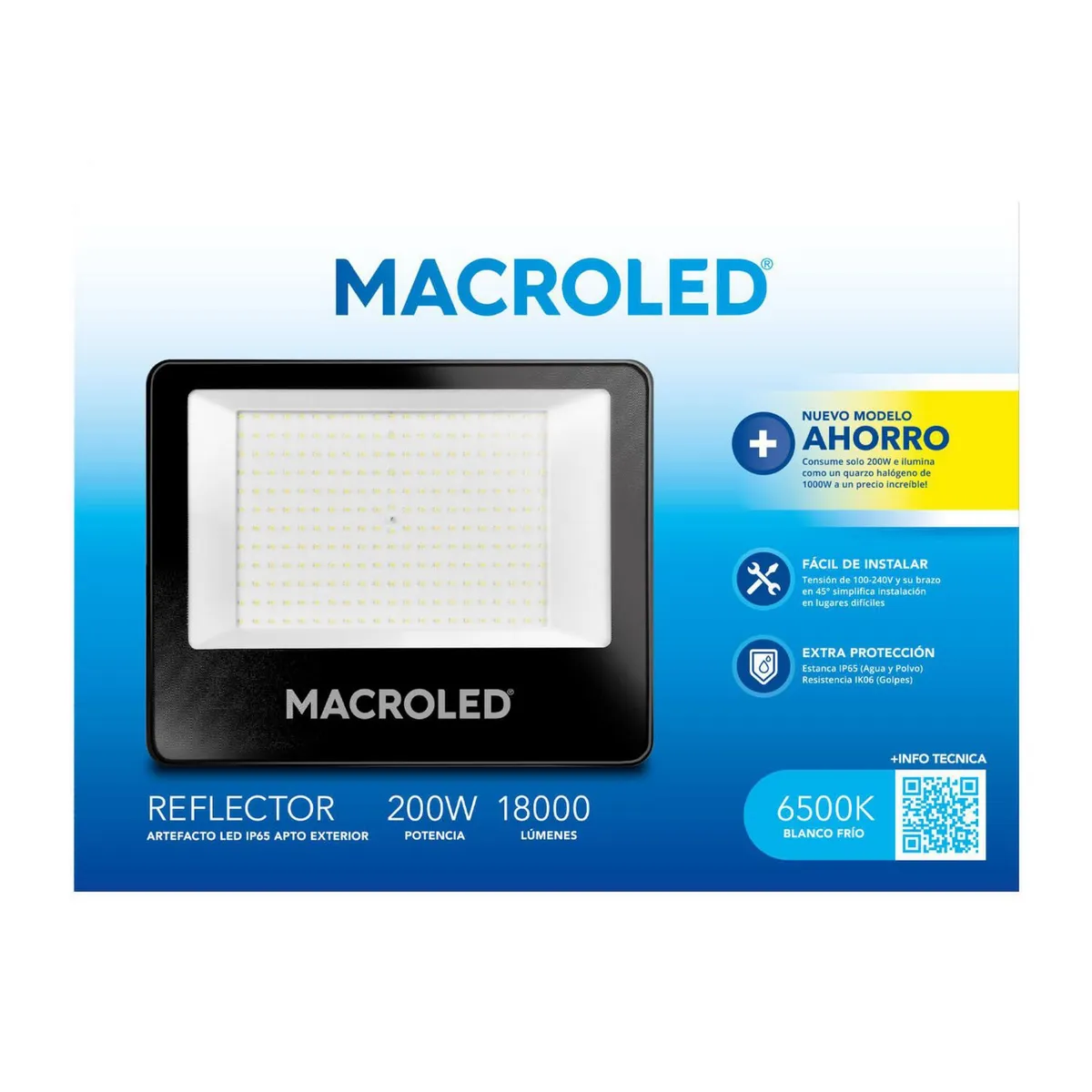  - Reflector Led 200W Ac100 Frío 6500K Macroled