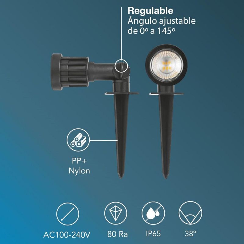  - Estaca Led PVC 5W IP65 AC110 Cálido 3000K